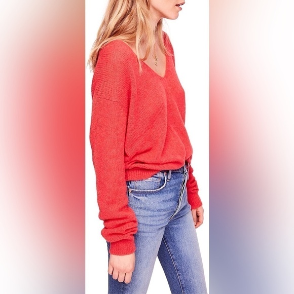 Free People Gossamer Alpaca & Wool Blend Oversized V-Neck Sweater, Size S - Picture 2 of 8